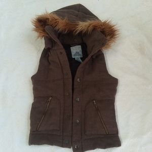 BB Dakota Wool Vest Fur Trimmed Hood